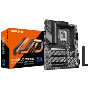 GIGABYTE Z890 UD WIFI6E Intel Core Ultra (Series 2) LGA 1851 Motherboard, ATX, DDR5, 3X M.2, PCIe 5.0, Front USB Type-C, WIFI6E, 2.5GbE LAN, EZ-Latch