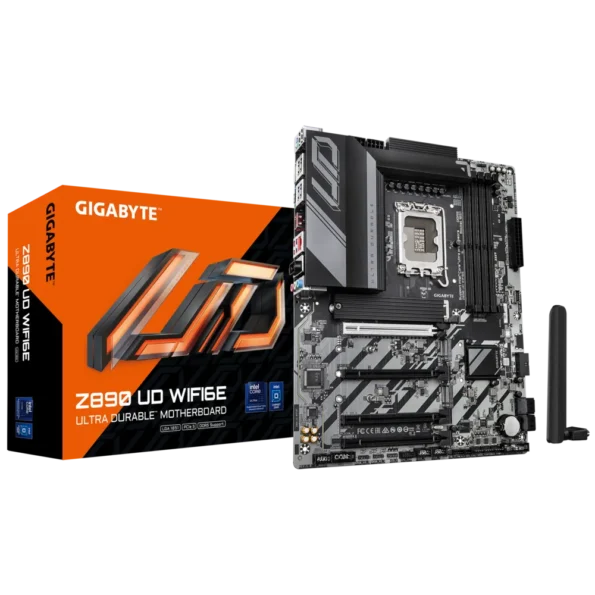 GIGABYTE Z890 UD WIFI6E Intel Core Ultra (Series 2) LGA 1851 Motherboard, ATX, DDR5, 3X M.2, PCIe 5.0, Front USB Type-C, WIFI6E, 2.5GbE LAN, EZ-Latch