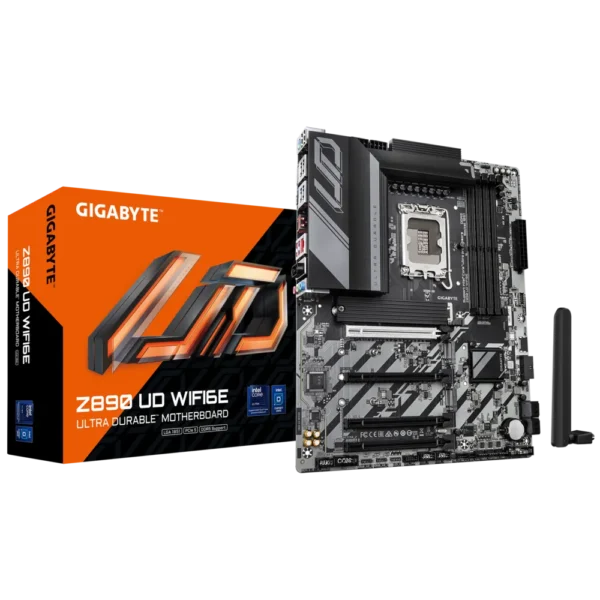GIGABYTE Z890 UD WIFI6E Intel Core Ultra (Series 2) LGA 1851 Motherboard, ATX, DDR5, 3X M.2, PCIe 5.0, Front USB Type-C, WIFI6E, 2.5GbE LAN, EZ-Latch
