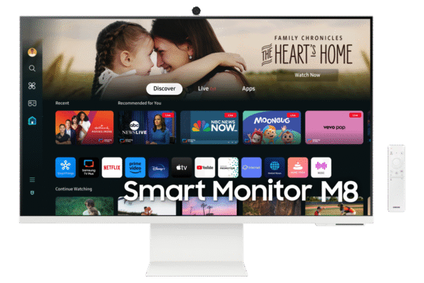 Samsung 32-M80D Smart Monitor, 32 Inch 4K AI Upscaling, UHD, 60 Hz, 360 Audio Mode, Includes Webcam, Screen with Speakers and Height Adjustment, Smart TV Apps with Remote Contro ( LS32DM801UUXEN )